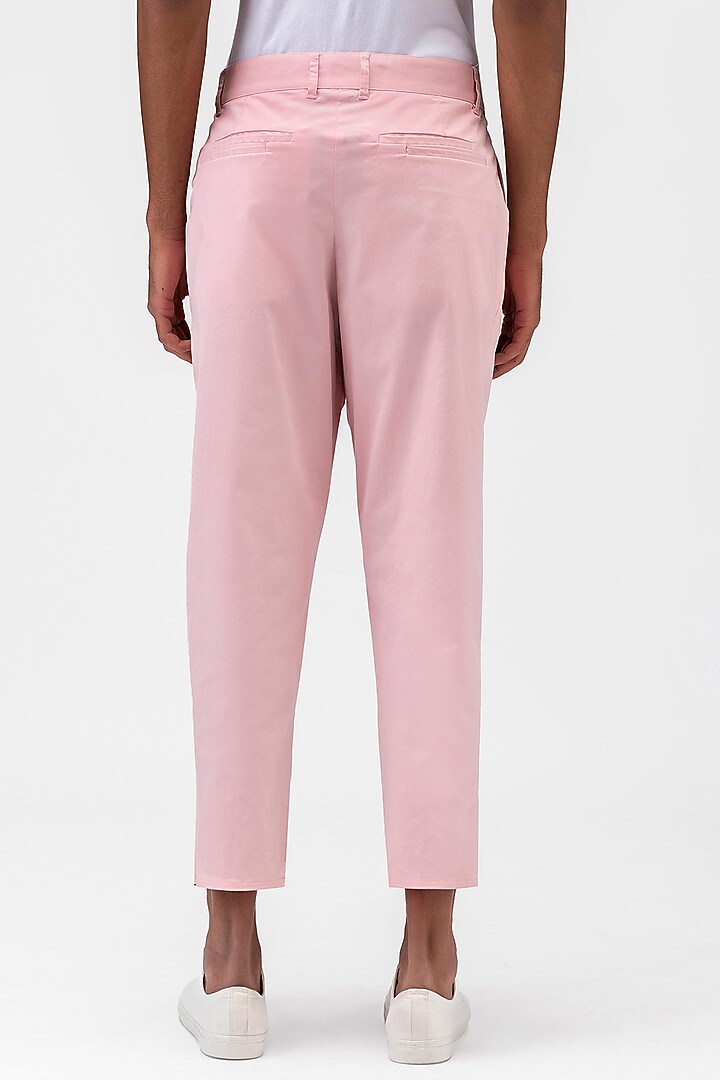 Rose Pink Cotton Twill Trousers by Genes Lecoanet Hemant Men at Pernia's Pop Up Shop