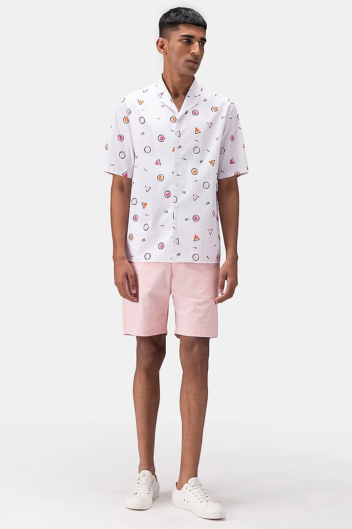 Rose Pink Cotton Twill Shorts by Genes Lecoanet Hemant Men