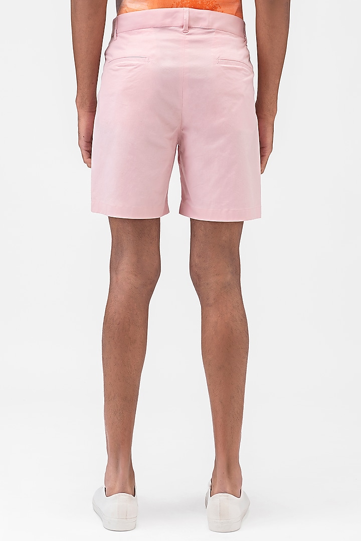Rose Pink Cotton Twill Shorts by Genes Lecoanet Hemant Men at Pernia's Pop Up Shop