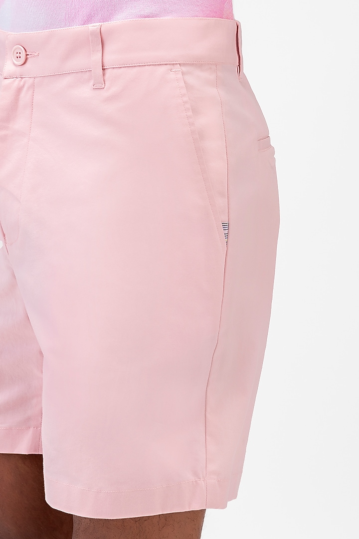 Rose Pink Cotton Twill Shorts by Genes Lecoanet Hemant Men at Pernia's Pop Up Shop