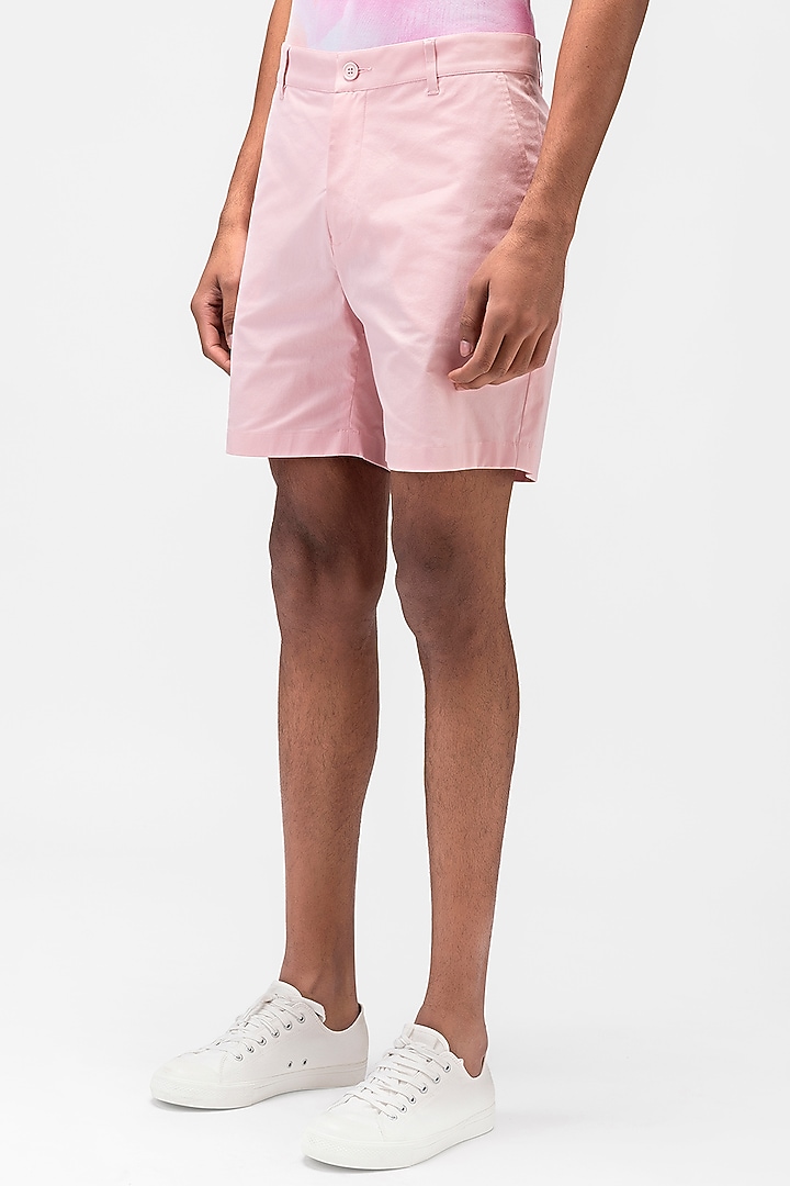 Rose Pink Cotton Twill Shorts by Genes Lecoanet Hemant Men at Pernia's Pop Up Shop