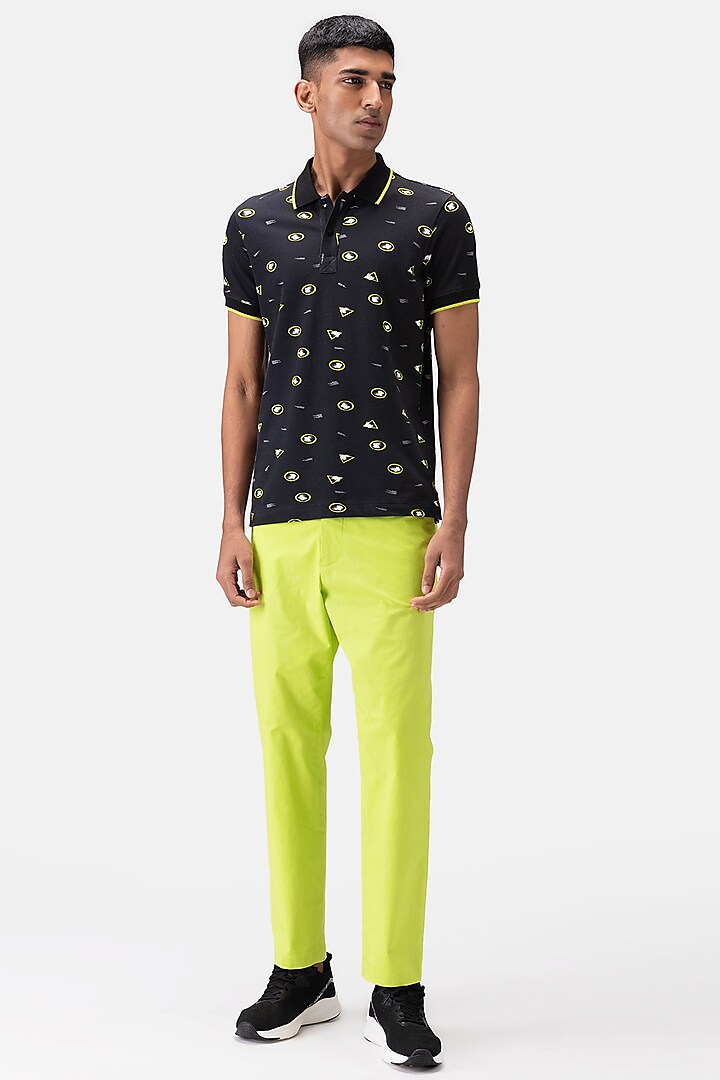 Lime Green Cotton Twill Trousers by Genes Lecoanet Hemant Men