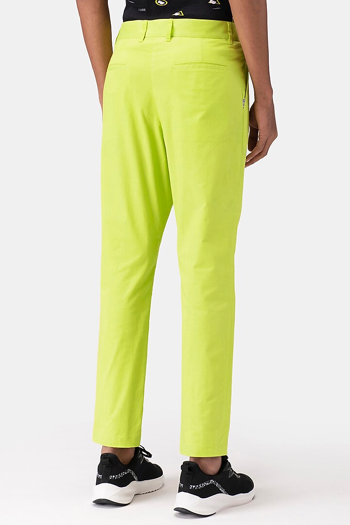 Lime Green Cotton Twill Trousers by Genes Lecoanet Hemant Men at Pernia's Pop Up Shop