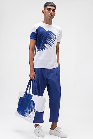 White Cotton Jersey Printed T-Shirt by Genes Lecoanet Hemant Men
