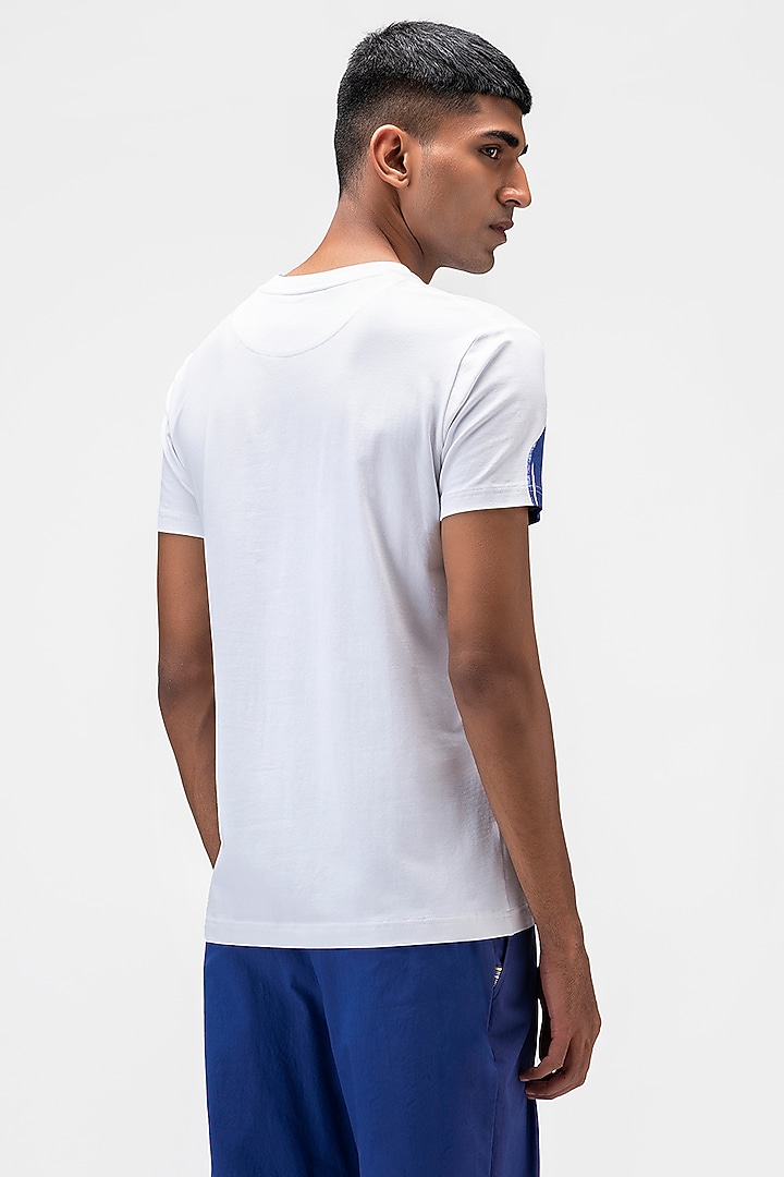 White Cotton Jersey Printed T-Shirt by Genes Lecoanet Hemant Men at Pernia's Pop Up Shop