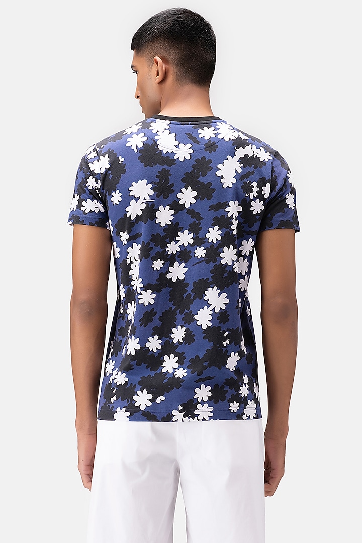 Berry Blue Cotton Jersey Printed T-Shirt by Genes Lecoanet Hemant Men at Pernia's Pop Up Shop