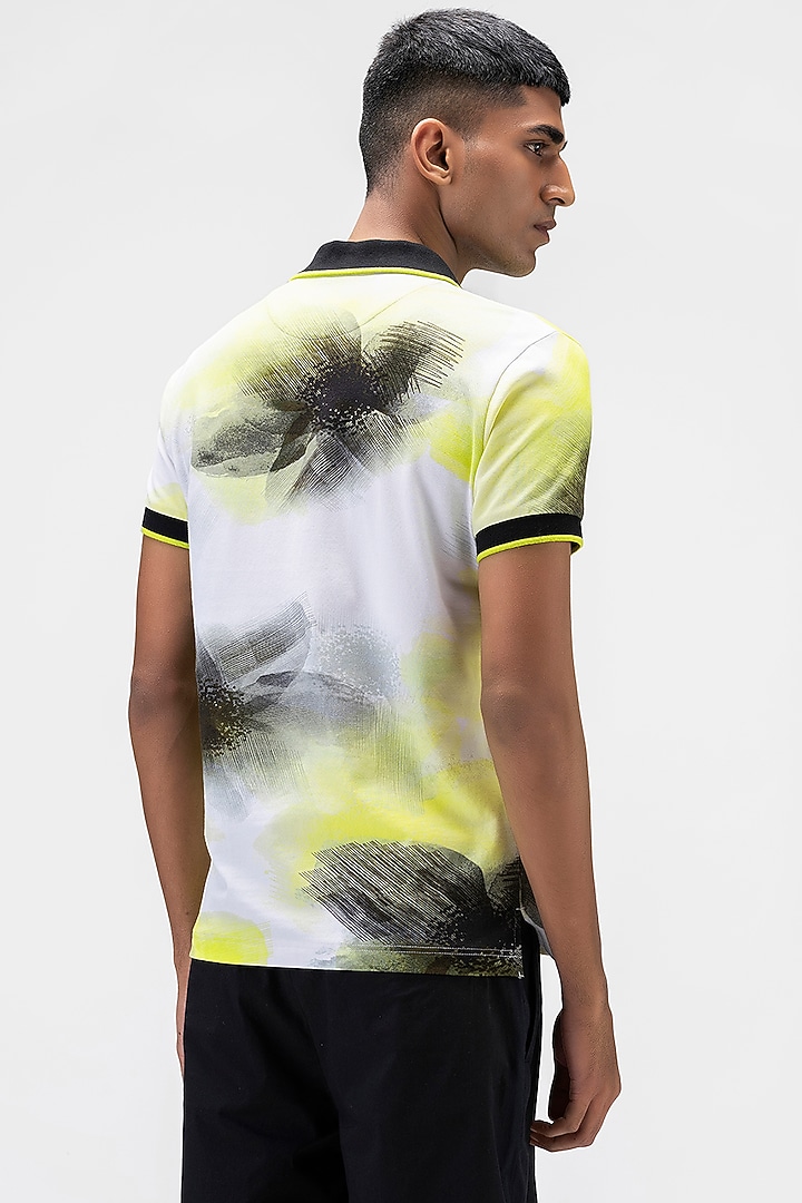 White Cotton Pique Printed T-Shirt by Genes Lecoanet Hemant Men at Pernia's Pop Up Shop