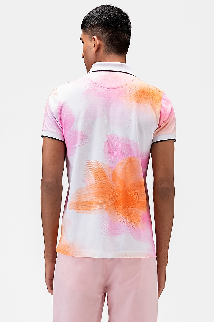 White Cotton Pique Printed T-Shirt by Genes Lecoanet Hemant Men at Pernia's Pop Up Shop