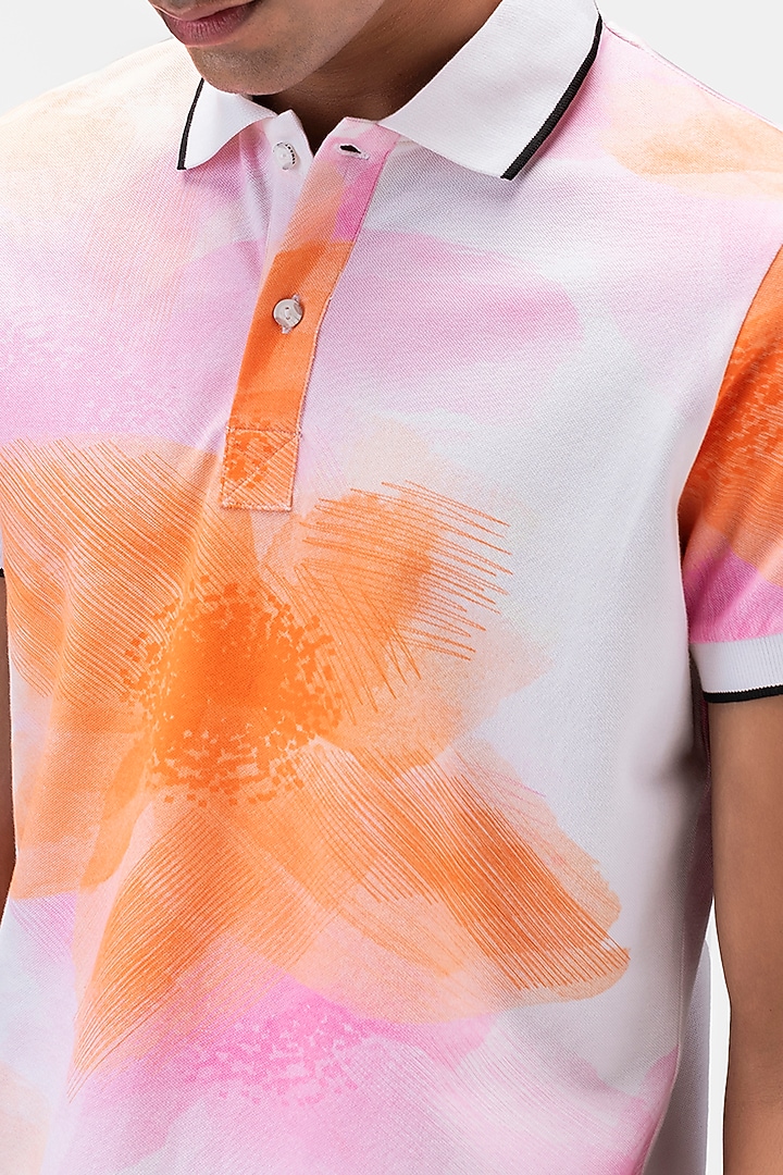 White Cotton Pique Printed T-Shirt by Genes Lecoanet Hemant Men at Pernia's Pop Up Shop