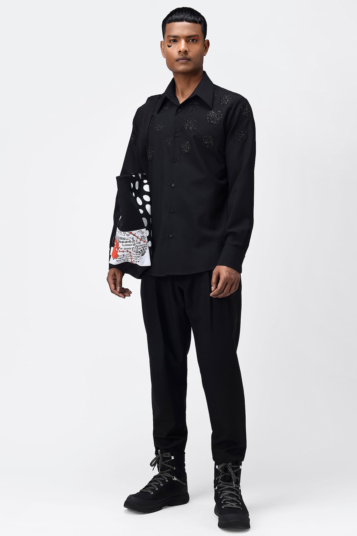 Black Embroidered Shirt by Genes Lecoanet Hemant Men