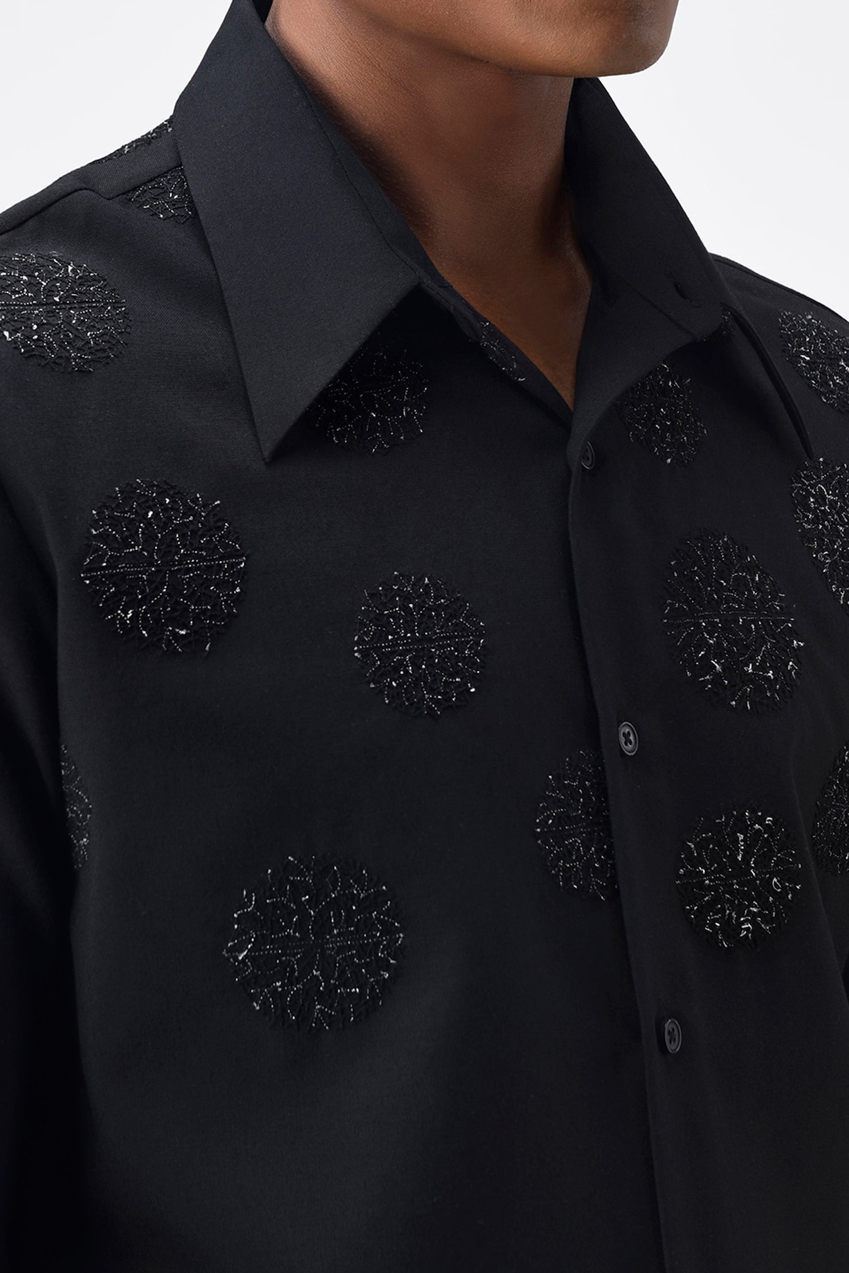 Black Embroidered Shirt by Genes Lecoanet Hemant Men