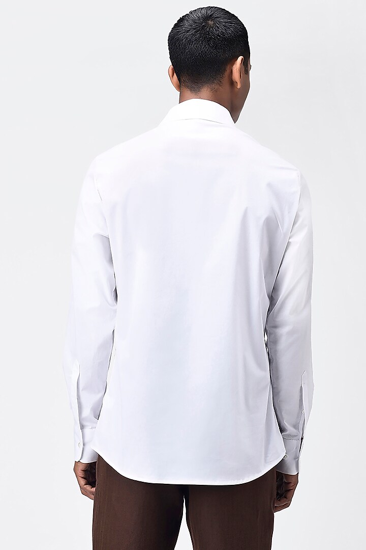 White Thread Embroidered Summer Shirt by Genes Lecoanet Hemant Men at Pernia's Pop Up Shop