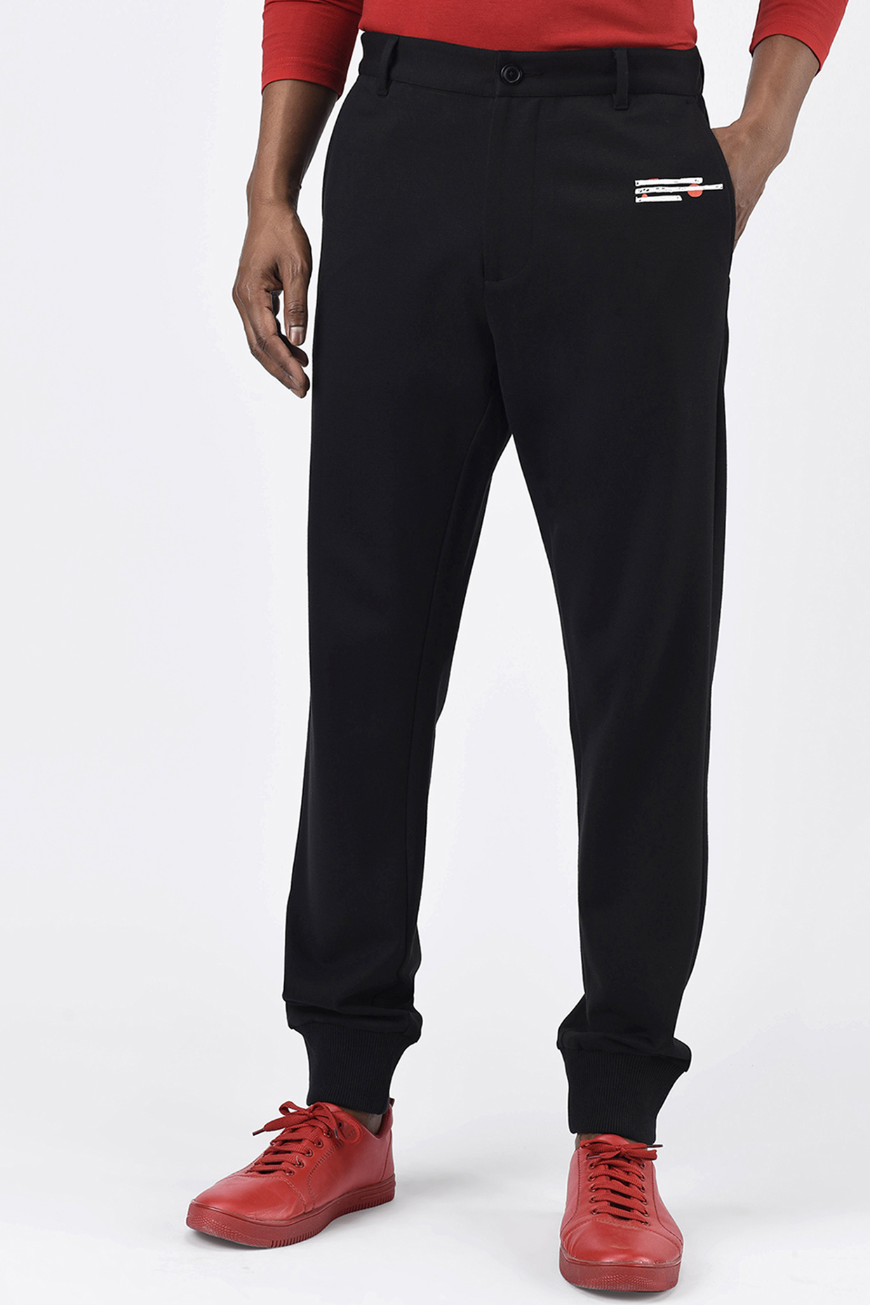 Black Scuba Jogger Pants by Genes Lecoanet Hemant Men