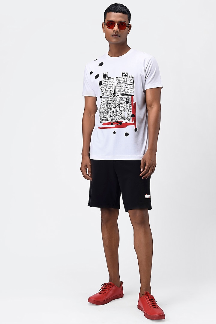 White Printed T-Shirt by Genes Lecoanet Hemant Men at Pernia's Pop Up Shop