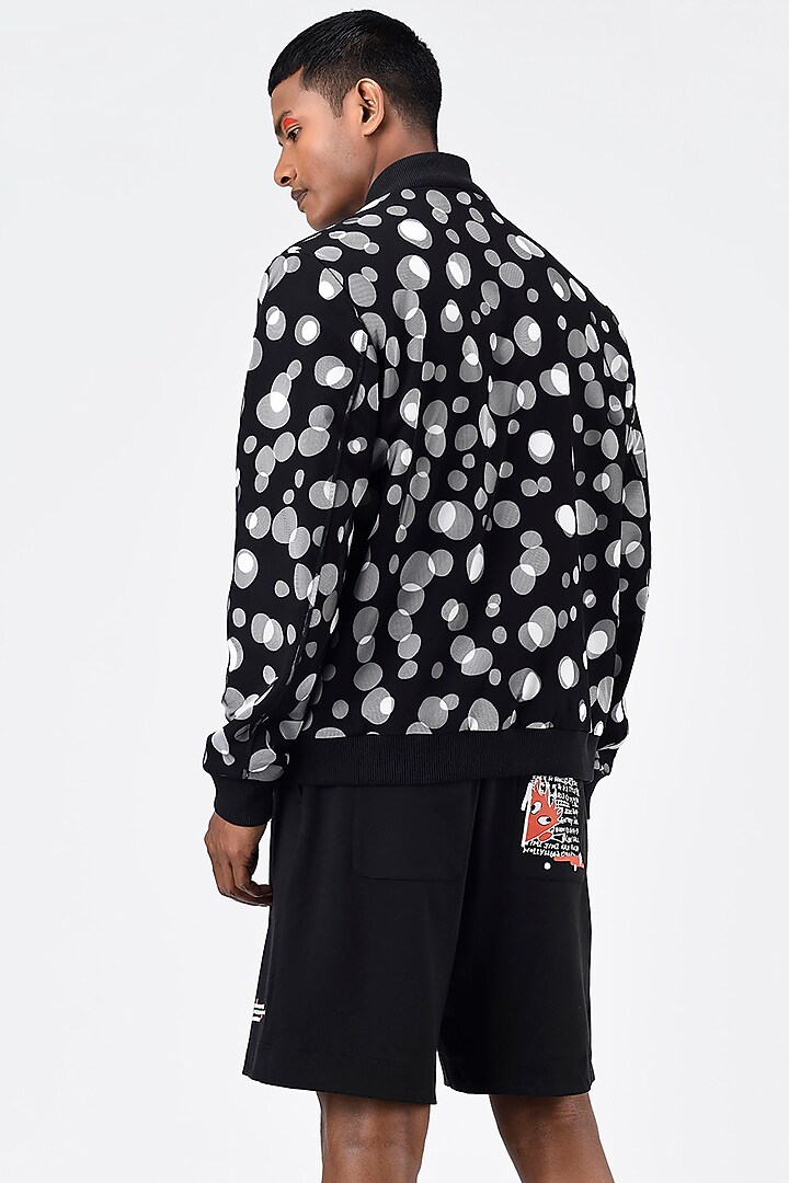 Black Tulle Printed Bomber Jacket by Genes Lecoanet Hemant Men at Pernia's Pop Up Shop