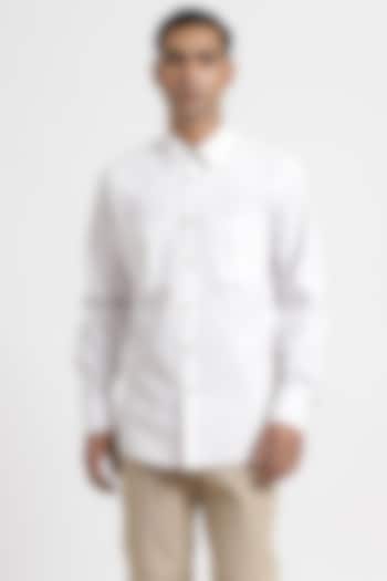 White Linear Paneled Shirt by Genes Lecoanet Hemant Men