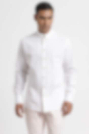 White Shirt With Pintucks by Genes Lecoanet Hemant Men