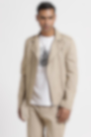 Beige Cotton Textured Blazer by Genes Lecoanet Hemant Men at Pernia's Pop Up Shop
