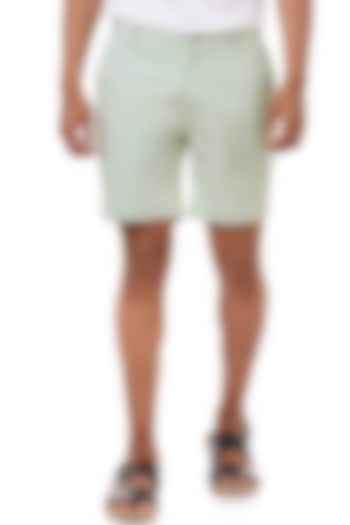 Mint Green Twill Shorts by Genes Lecoanet Hemant Men at Pernia's Pop Up Shop