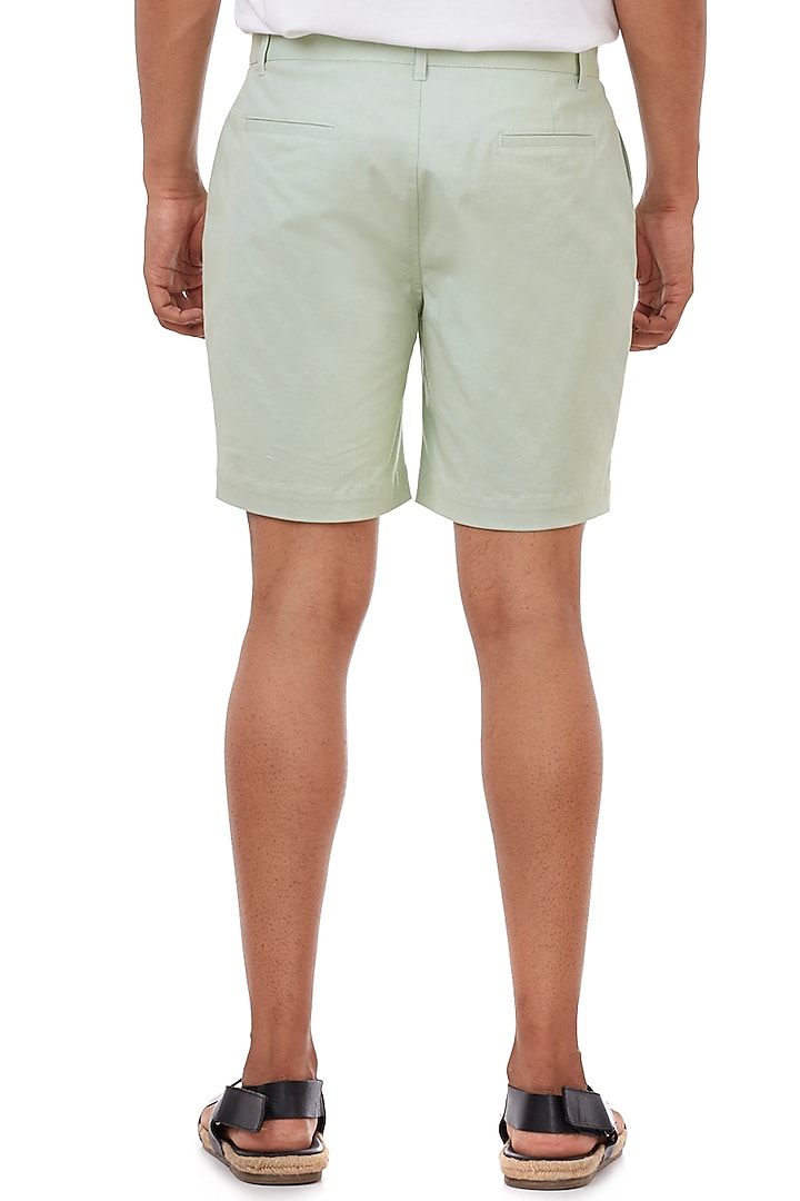 Mint Green Twill Shorts by Genes Lecoanet Hemant Men at Pernia's Pop Up Shop