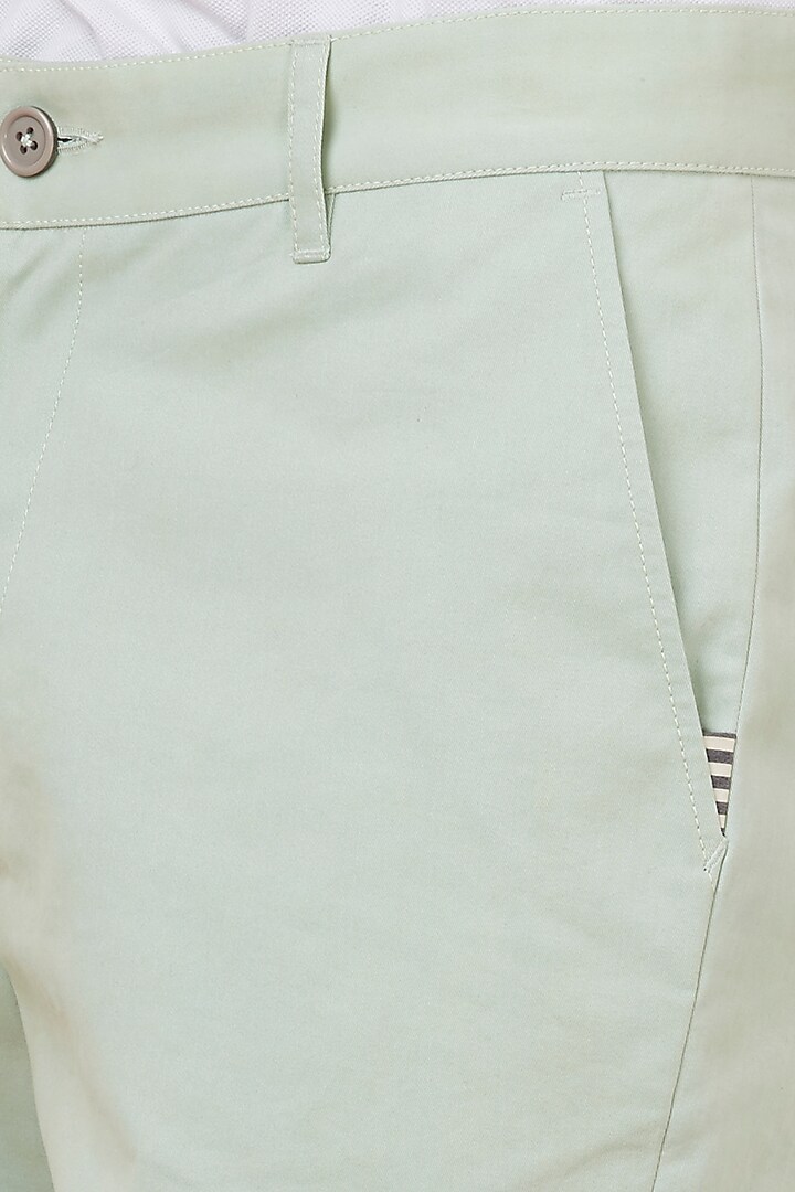 Mint Green Twill Shorts by Genes Lecoanet Hemant Men at Pernia's Pop Up Shop