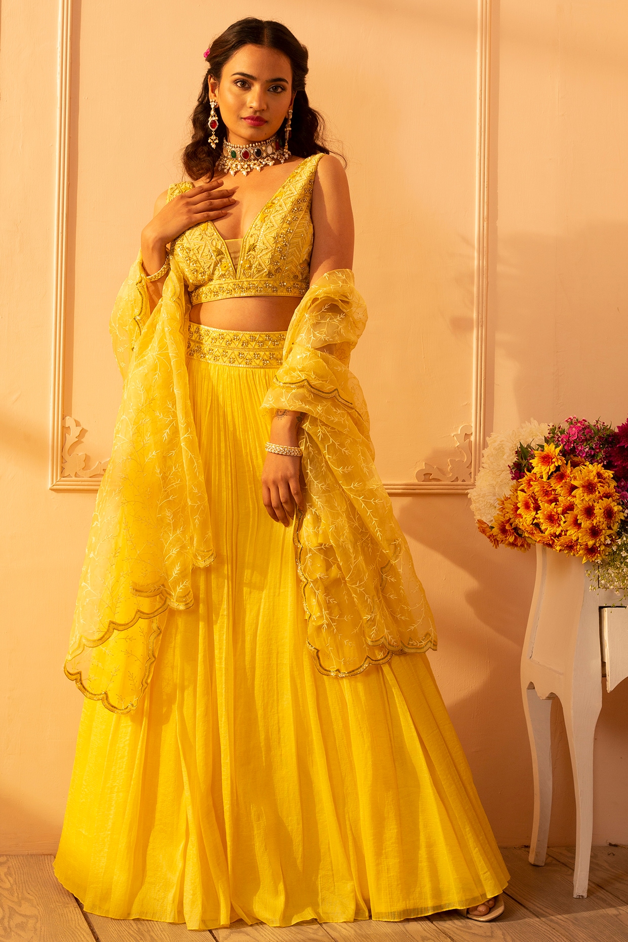 Yellow Lehenga - Buy Yellow Lehenga Cholis Online at Best Prices In India |  Flipkart.com