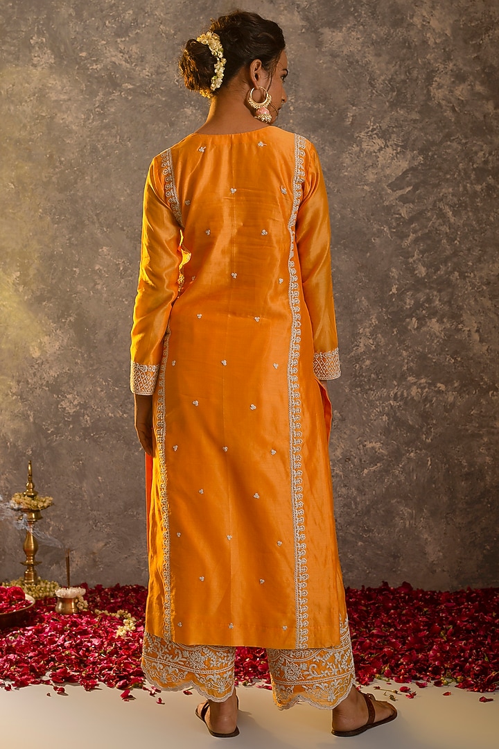 Marigold Embroidered Kurta Set by Glittire by Sakshi Verma at Pernia's Pop Up Shop