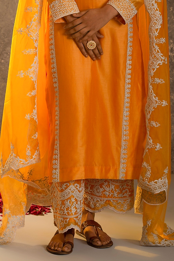 Marigold Embroidered Kurta Set by Glittire by Sakshi Verma at Pernia's Pop Up Shop
