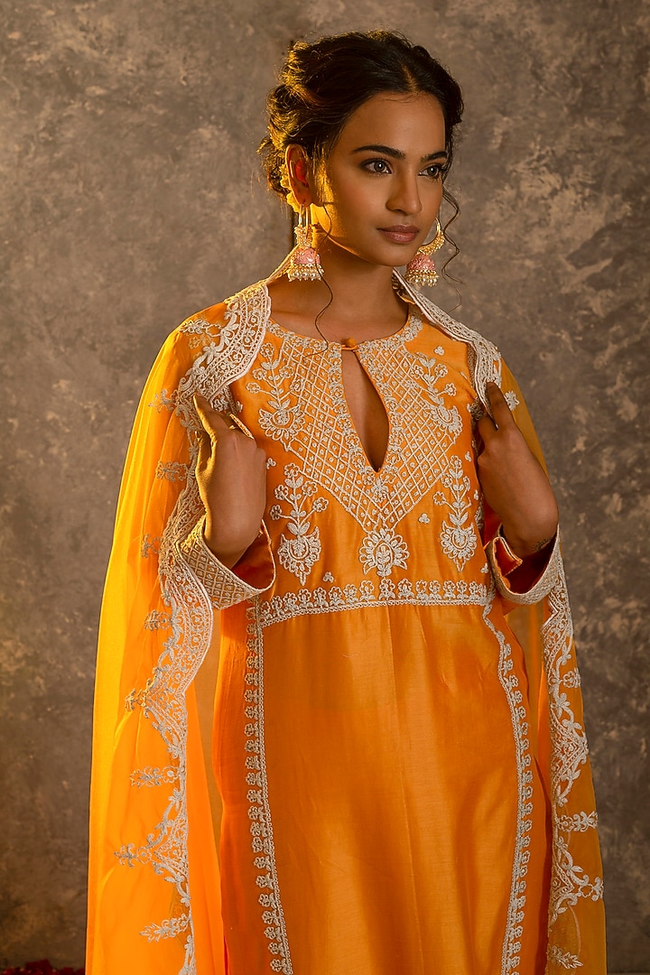 Marigold Embroidered Kurta Set by Glittire by Sakshi Verma at Pernia's Pop Up Shop