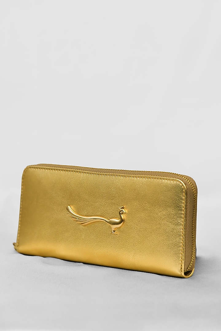 Gold Leather Wallet by GLA Accessories at Pernia's Pop Up Shop