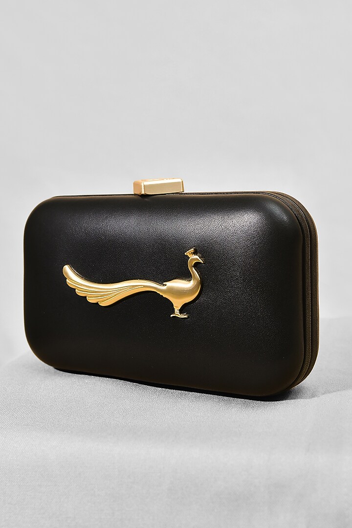 Black Leather Clutch by GLA Accessories at Pernia's Pop Up Shop