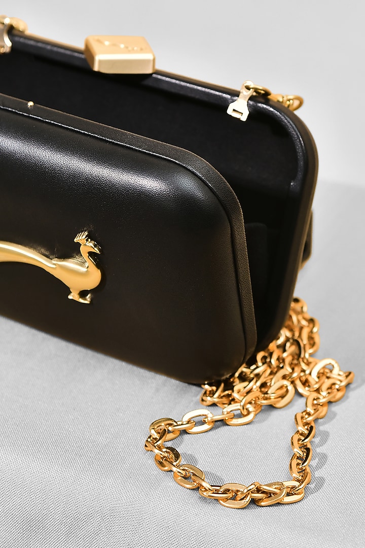 Black Leather Clutch by GLA Accessories at Pernia's Pop Up Shop