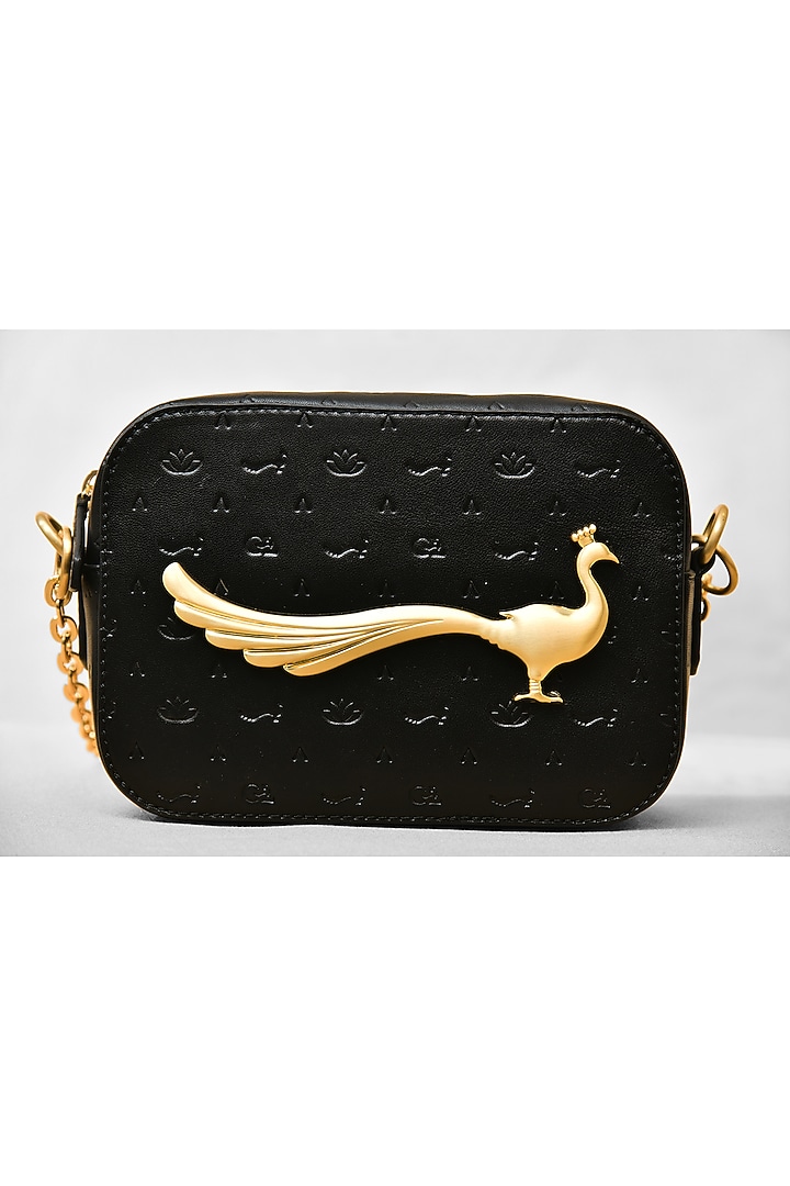 Black Leather Cross Body Bag by GLA Accessories at Pernia's Pop Up Shop