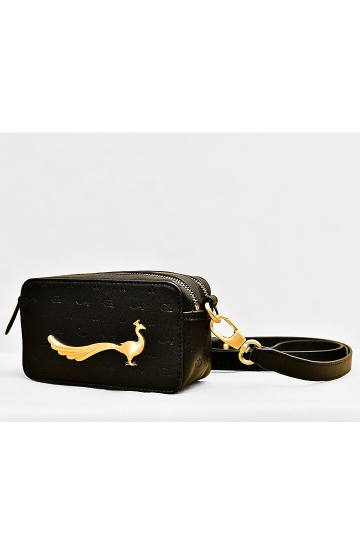 Black Leather Cross Body Bag by GLA Accessories at Pernia's Pop Up Shop