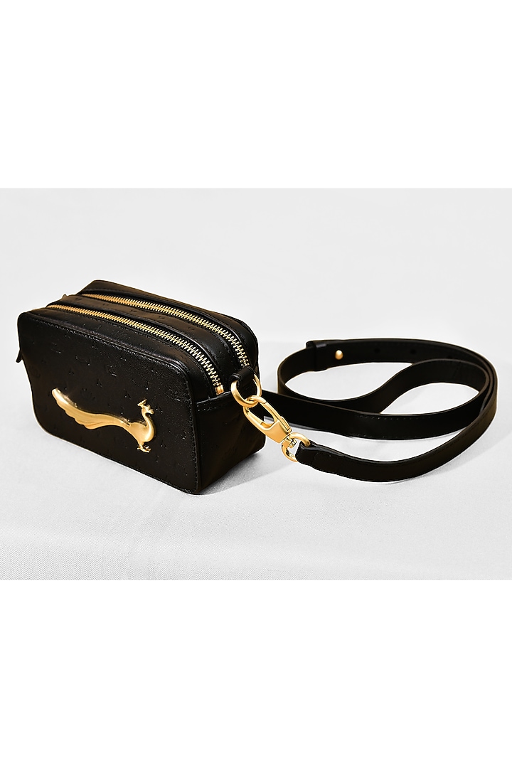 Black Leather Cross Body Bag by GLA Accessories at Pernia's Pop Up Shop