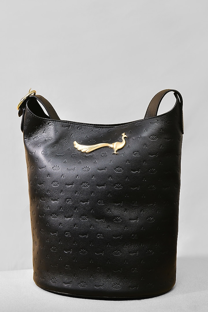Black Leather Tote Bag by GLA Accessories at Pernia's Pop Up Shop