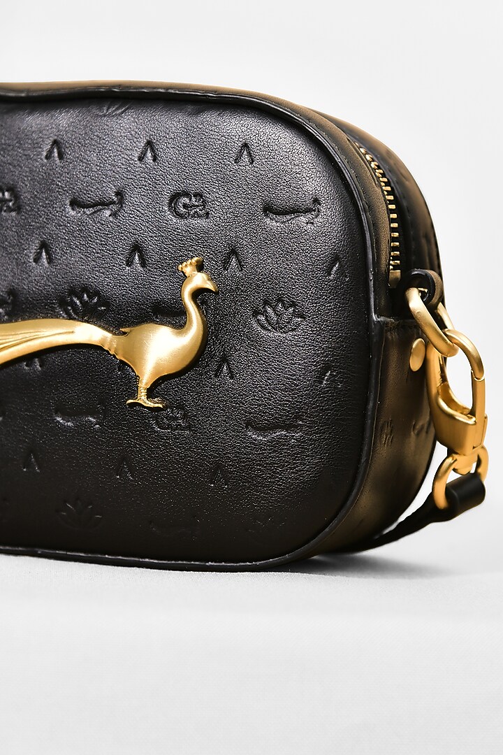 Black Leather Cross Body Bag by GLA Accessories at Pernia's Pop Up Shop