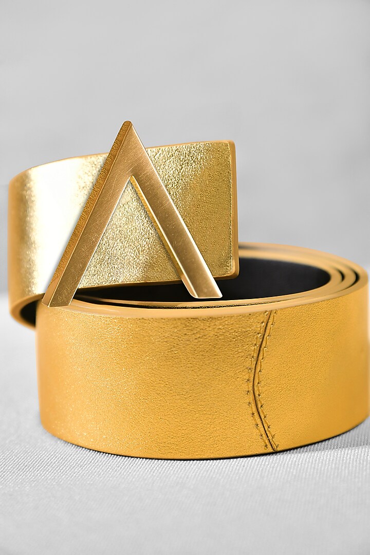 Gold Leather Belt by GLA Accessories at Pernia's Pop Up Shop