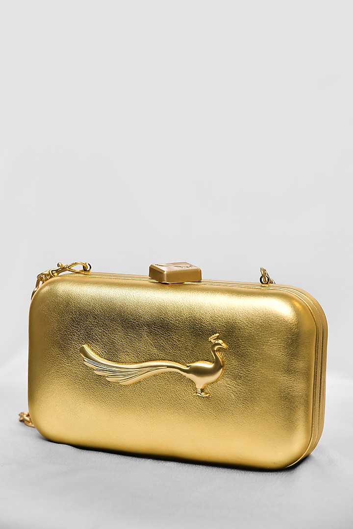 Gold Leather Flapover Cross Body Bag by GLA Accessories at Pernia's Pop Up Shop