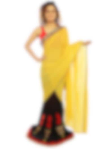 Yellow & Black Embroidered Wedding Saree Set by Sounia Gohil at Pernia's Pop Up Shop