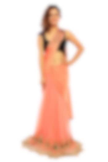 Pink & Black Draped Wedding Saree Set by Sounia Gohil at Pernia's Pop Up Shop