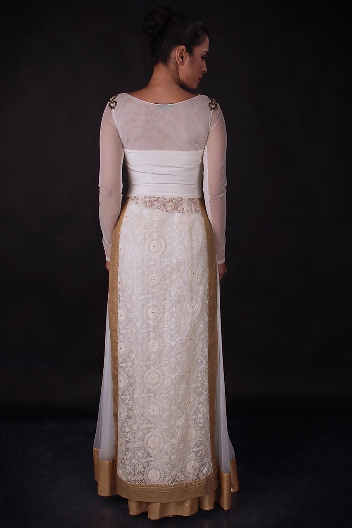 White Embroidered Wedding Sharara Set by Sounia Gohil at Pernia's Pop Up Shop