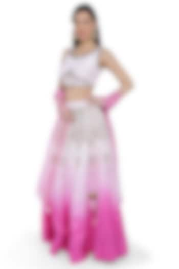 White & Pink Ombre Lehenga Set by Sounia Gohil at Pernia's Pop Up Shop