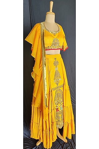 Yellow Lehenga Set by Sounia Gohil