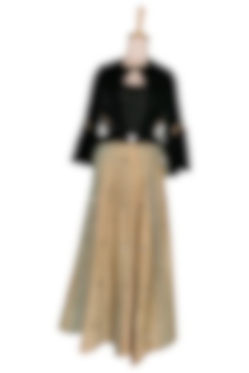 Black & Beige Skirt Set by Sounia Gohil