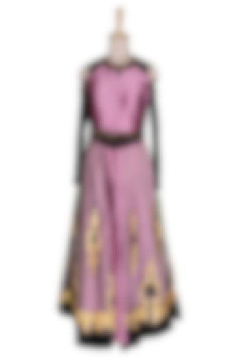 Mauve Skirt With Cape by Sounia Gohil