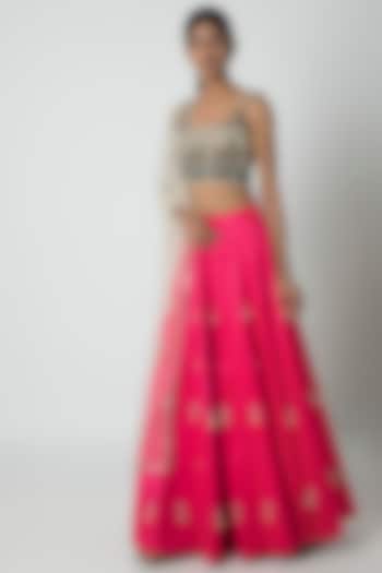 Pink & Black Embroidery Wedding Lehenga Set by Sounia Gohil at Pernia's Pop Up Shop