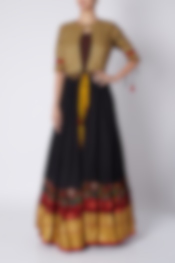 Black & Yellow Jacket With Party Wear Anarkali by Sounia Gohil at Pernia's Pop Up Shop