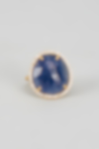Gold Finish CZ Diamond & Blue Stone Ring by GN SPARKLE at Pernia's Pop Up Shop