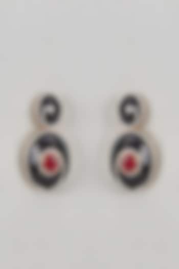 Gold Finish Ruby Stone Enameled Dangler Earrings by GN SPARKLE at Pernia's Pop Up Shop